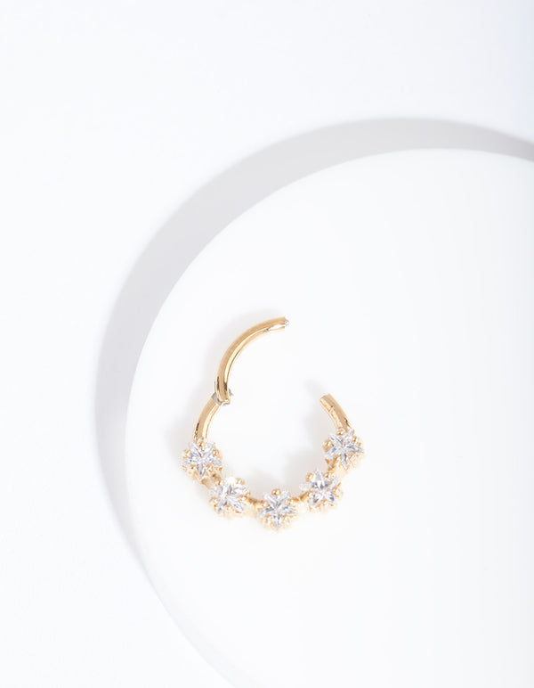 Gold Cubic Zirconia Star Clicker Earring