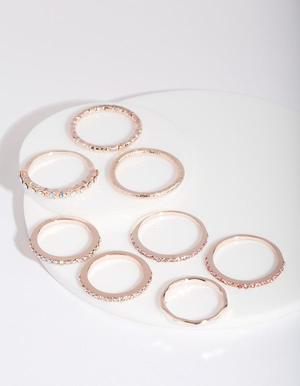 Rose Gold Multi Stone Ring 9-Pack