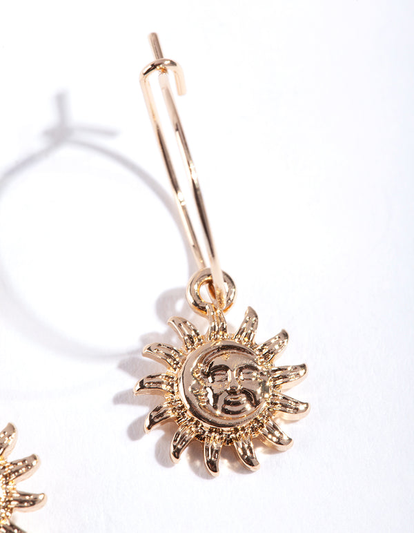 Gold Simple Sun Hoop Earrings