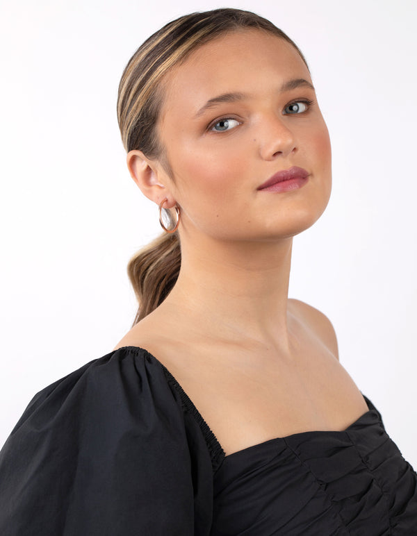 Rose Gold Plated Sterling Silver 25mm Thick Hoop Earrings