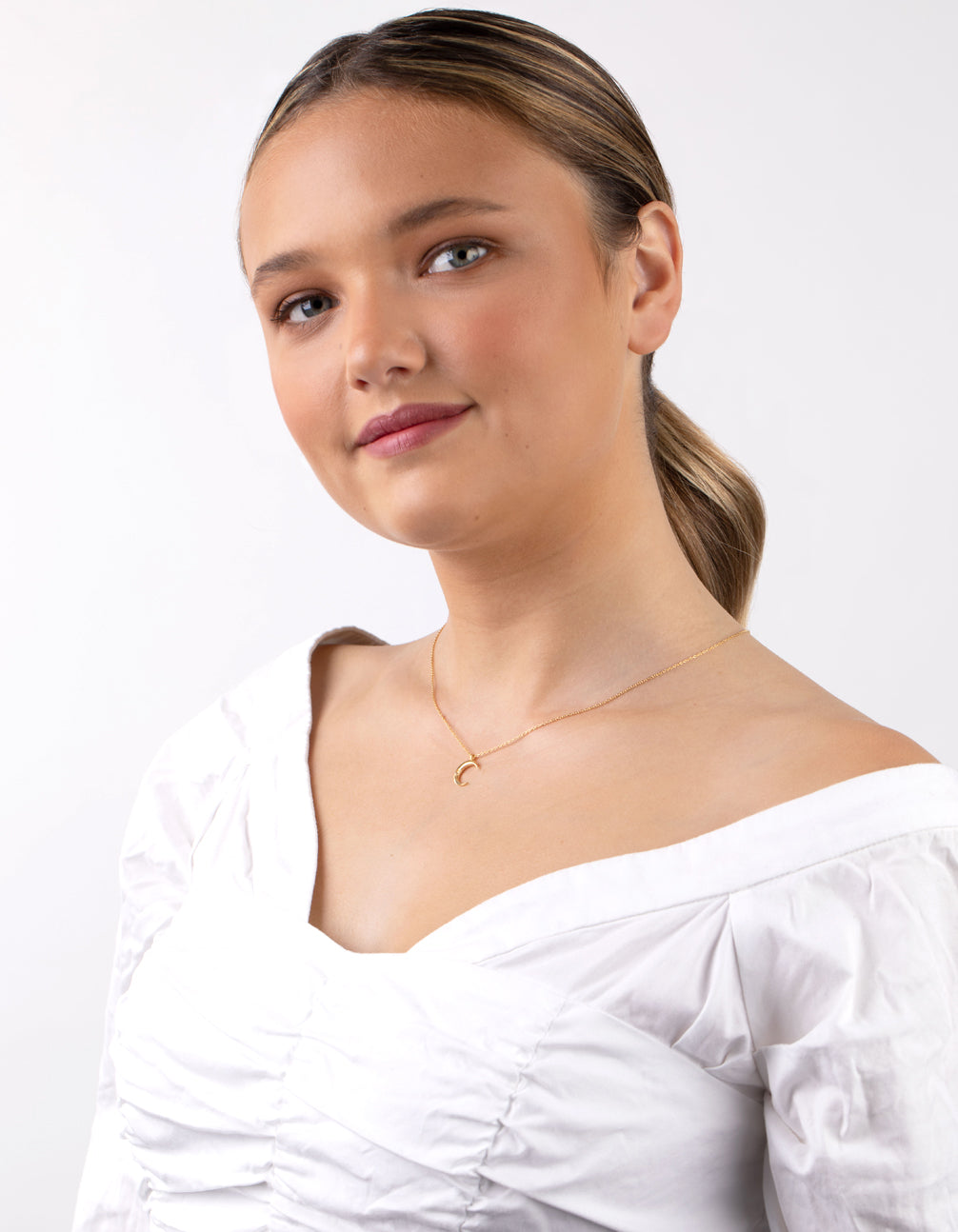 Gold Plated Sterling Silver Crescent Moon Necklace