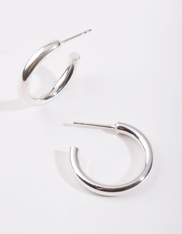 Sterling Silver Thick Open Hoop Earrings
