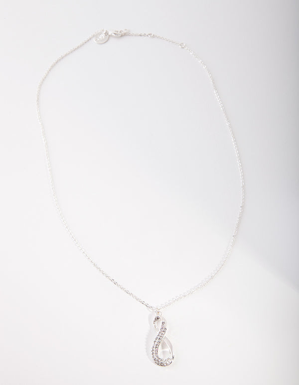 Silver Diamond Simulant Long Infinity Necklace