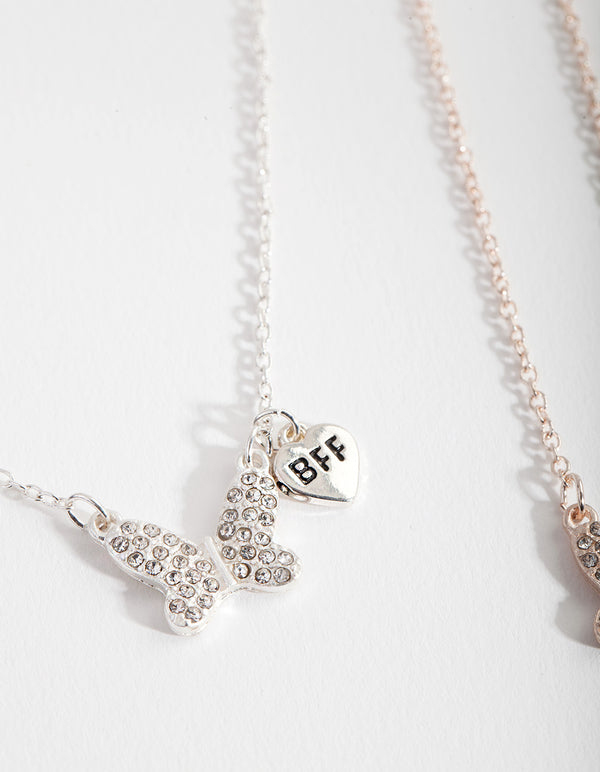 Kids Mixed Metal Butterfly Necklace Pack