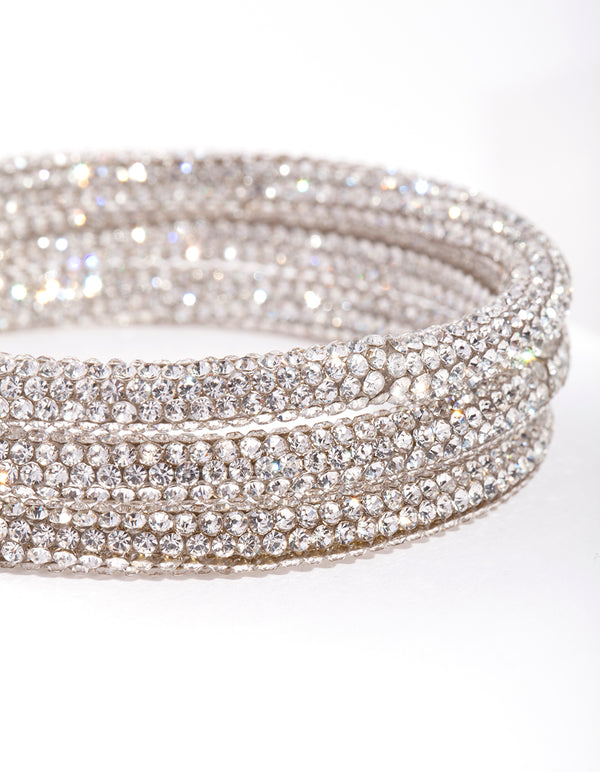 Silver Statement Diamante Bracelet Pack