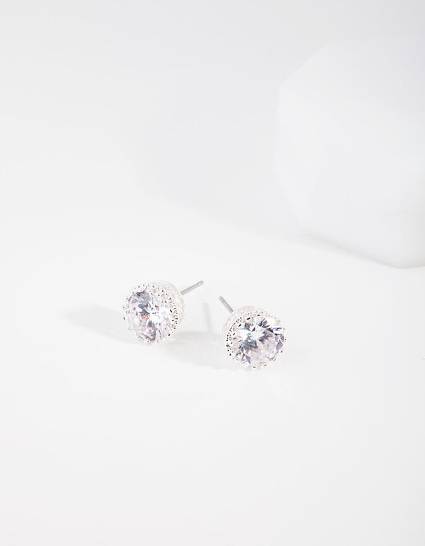 Silver Cubic Zirconia Classic Stud Earrings