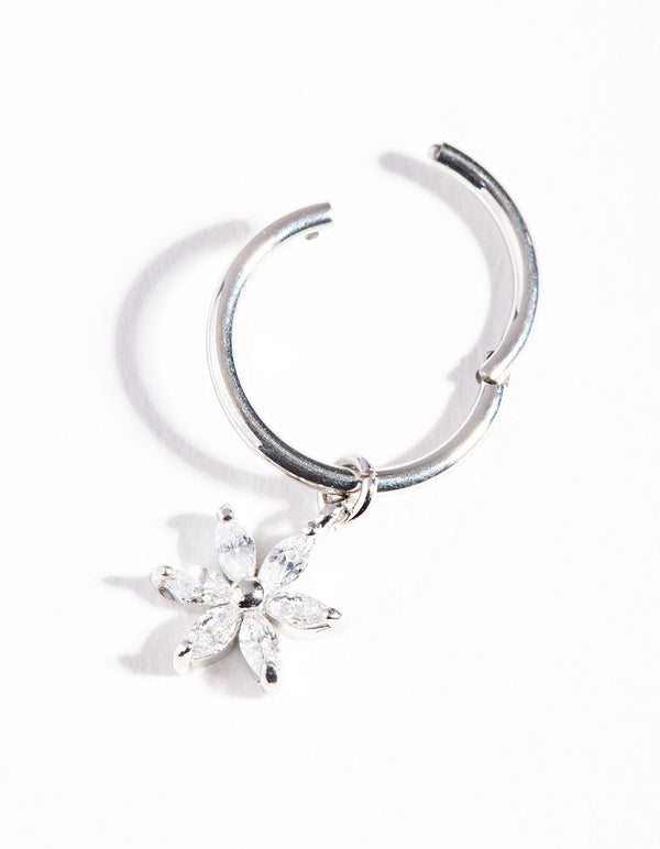 Surgical Steel Floral Cubic Zirconia Belly Ring