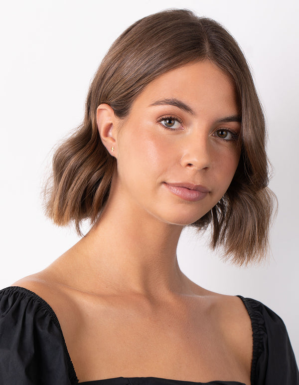 Gold Plated Sterling Silver Cubic Zirconia Cross Earring Pack