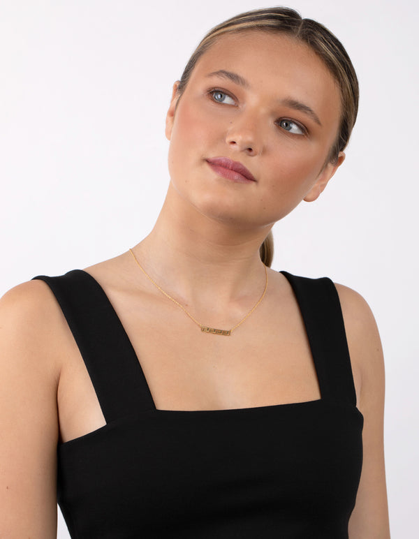 Gold Plated Sterling Silver Geometric Pattern Necklace