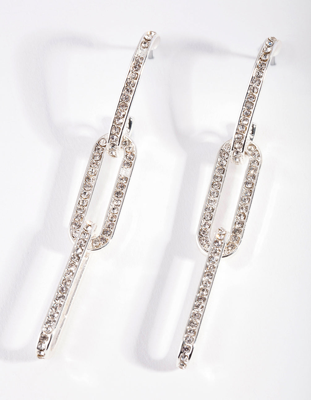 Silver Diamante Chain Link Drop Earrings