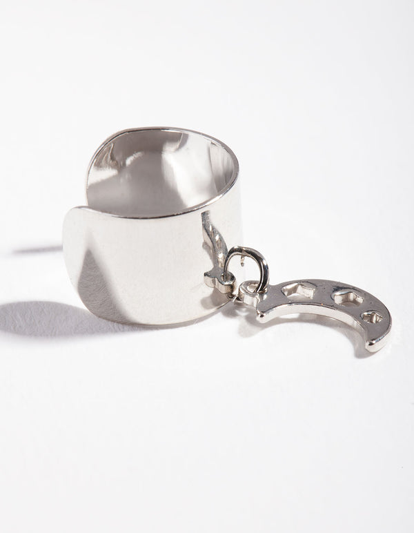 Silver Thick Crescent Moon Ear Cuff