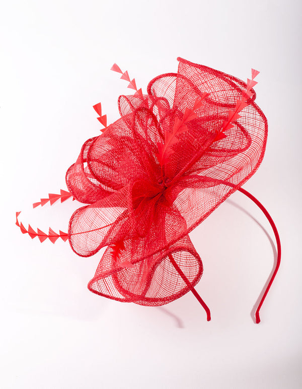 Red Triangle Feather Fascinator