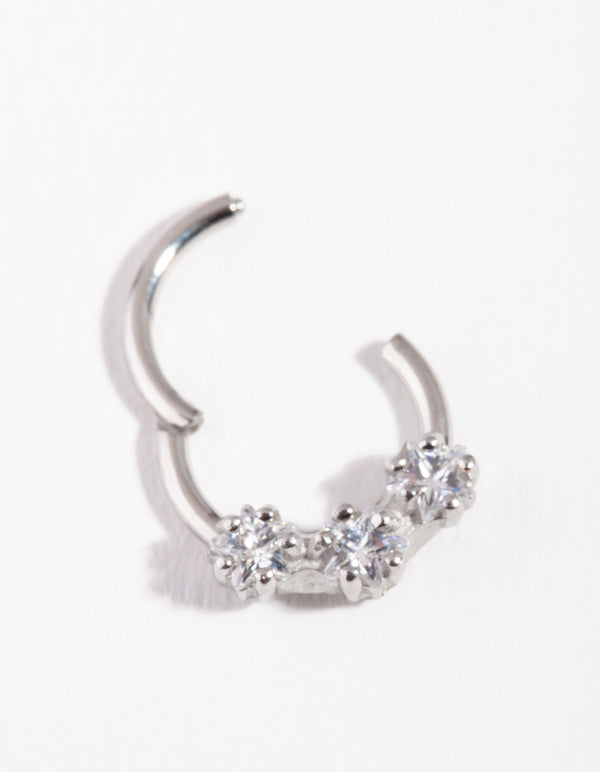 Surgical Steel Cubic Zirconia Triple Star Clicker