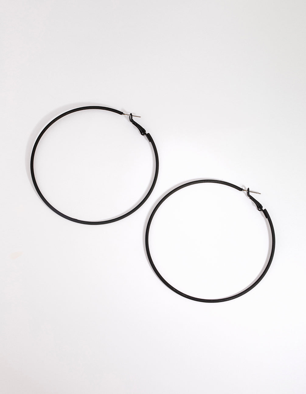 Matte Black Motor Fine Hoop Earrings