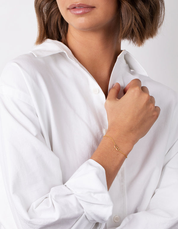 Gold Plated Sterling Silver Double Heart Bracelet Pack