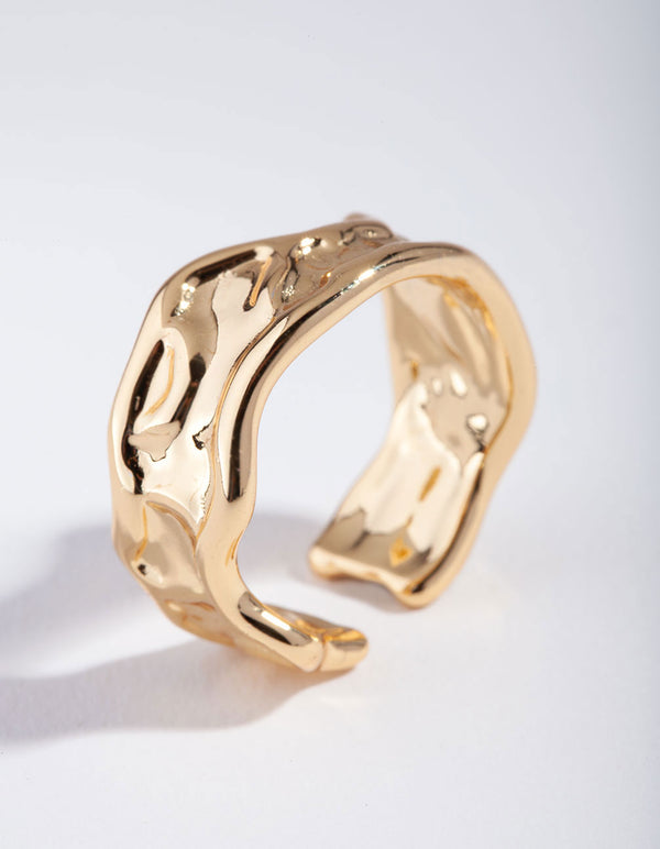Gold Plated Molten Adjustable Ring