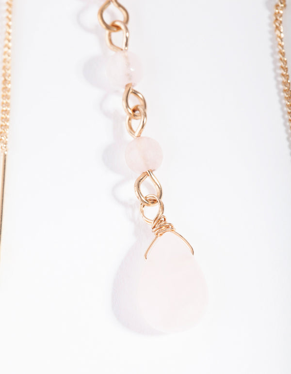 Gold Thread Through Station Drop Earrings