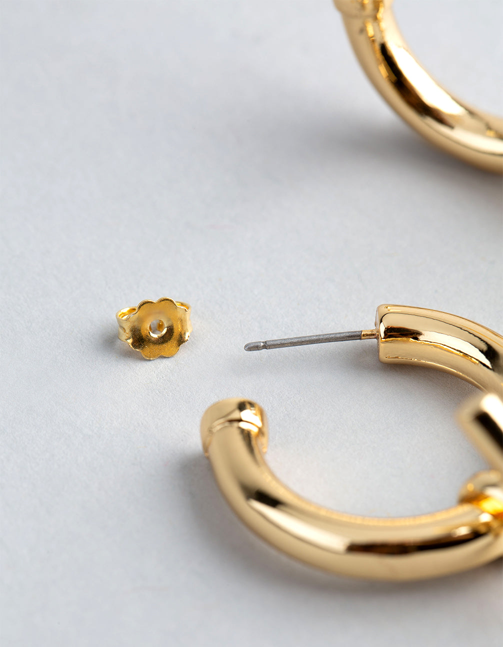 18ct Gold Plated Brass Fob Charm Hoop Earrings