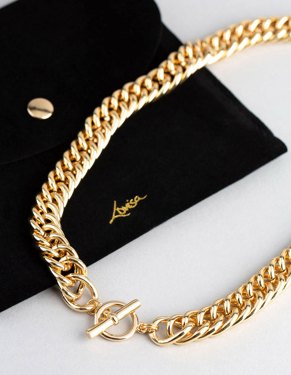 18ct Gold Plated Brass Statement Chain Link T&O Necklace