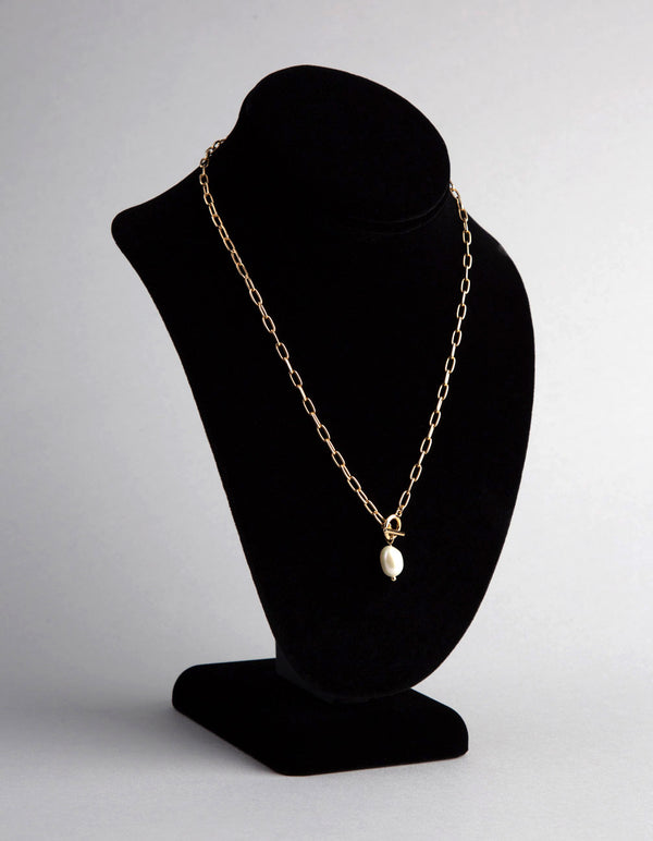 Gold Plated Sterling Silver Freshwater Pearl T&O Necklace