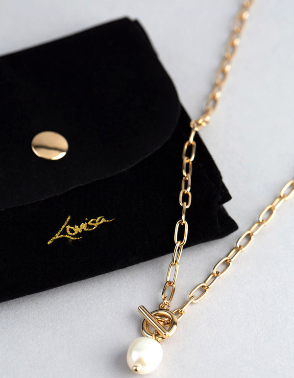 Gold Plated Sterling Silver Freshwater Pearl T&O Necklace