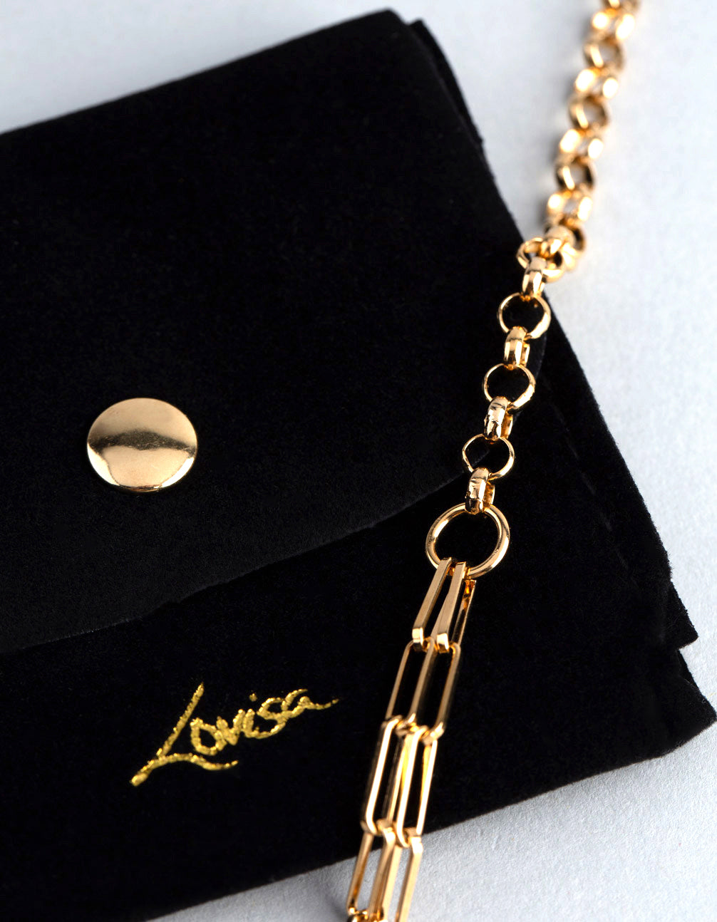 Gold Plated Sterling Silver Half & Half Chain Bracelet