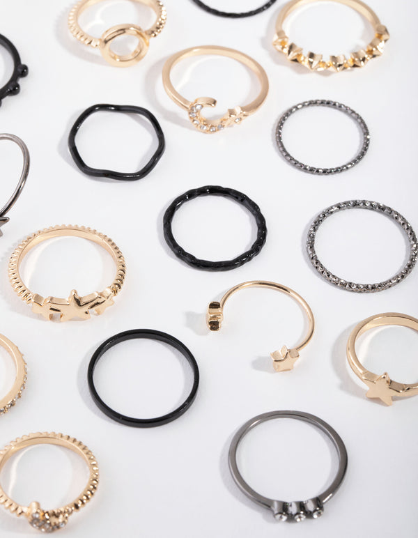 Mixed Metal Celestial Rings 24-Pack