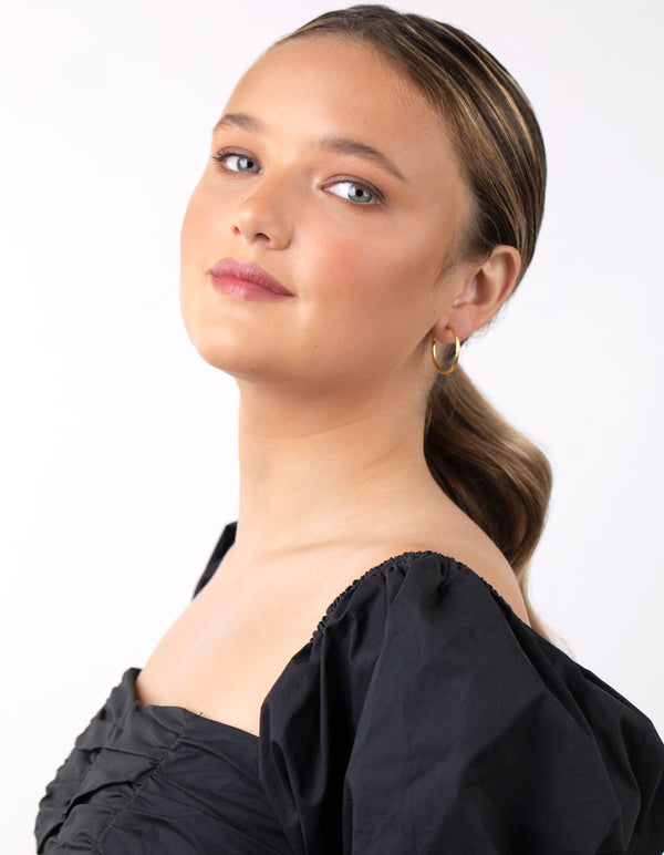 Gold Plated Sterling Silver 25mm Diamond Cut Hoop Earrings