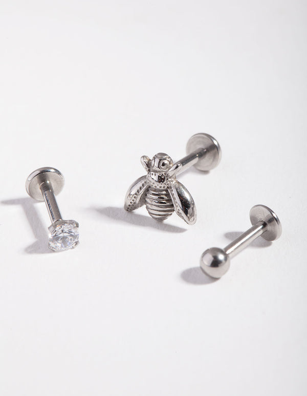 Surgical Steel Diamante & Bee Flat Back Pack