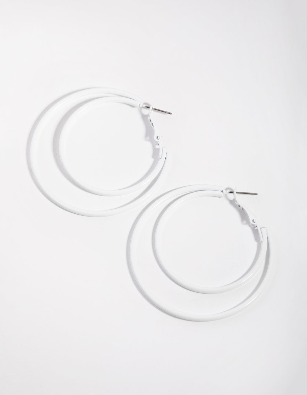 Matte White Double Hoop Earrings