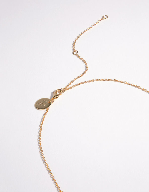 Gold Plated Pearl & Disc Necklace