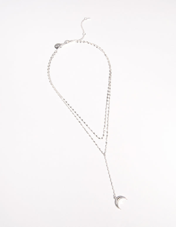 Silver Plated Double Row Moon Necklace