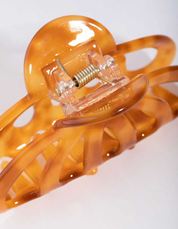 Cream Ceramic Swirl Five Hole Acetate Claw