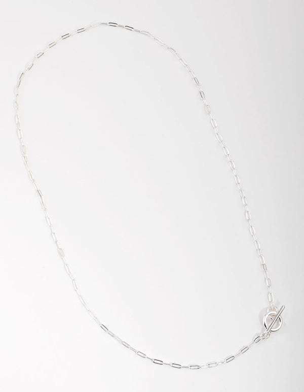 Silver Plated Thin Chain Fob Necklace