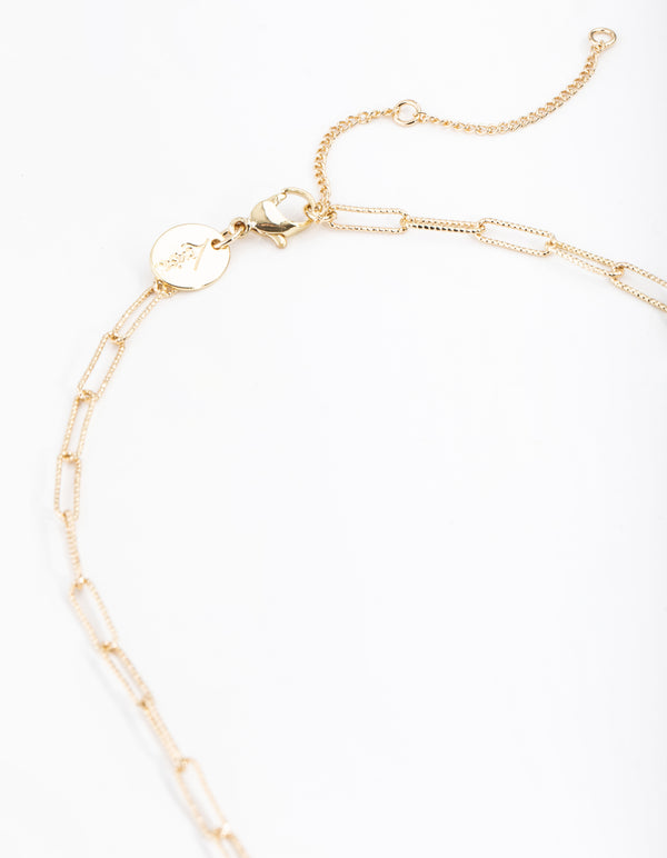 Gold Plated Rectangle Freshwater Pearl Necklace