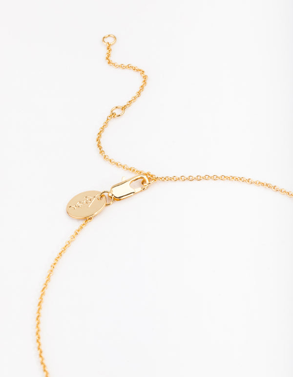 Gold Plated Round Semi Precious Pendant Necklace