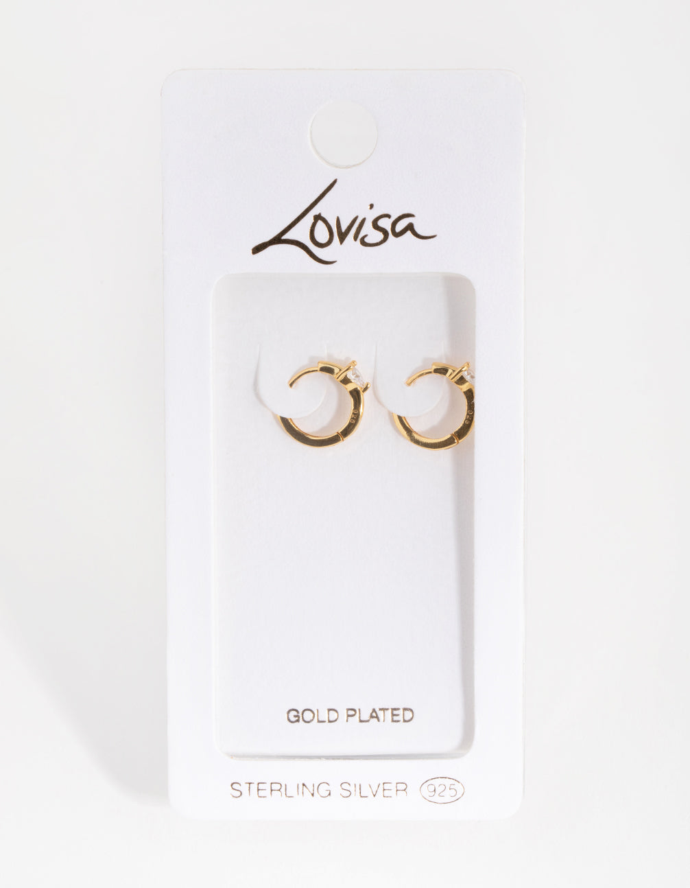 Sterling Silver Gold Cubic Zirconia Heart Huggie Earrings