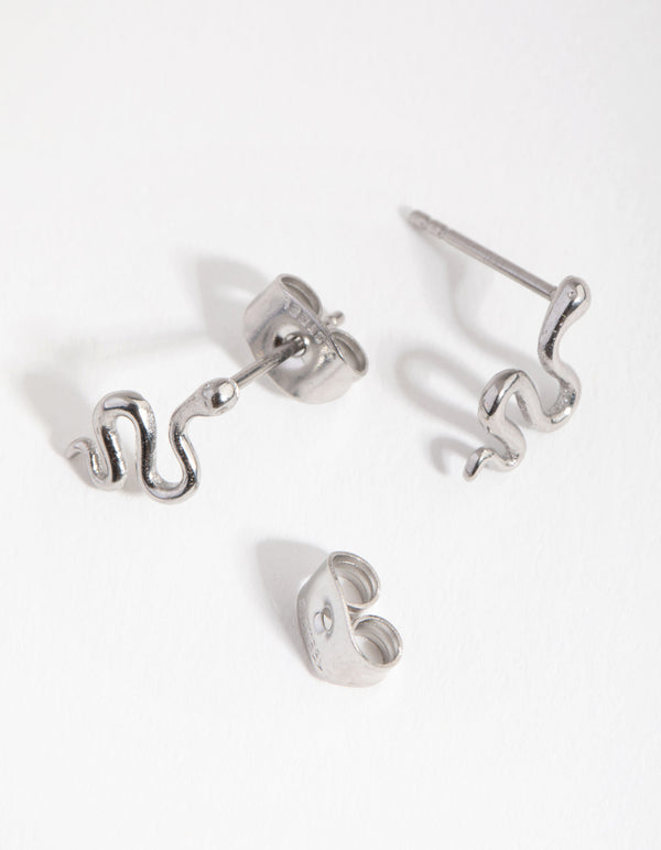 Surgical Steel Polished Snake Stud Earrings