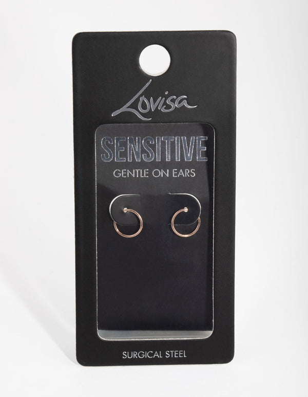 Rose Gold Surgical Steel Fine 8mm Sleeper Earrings