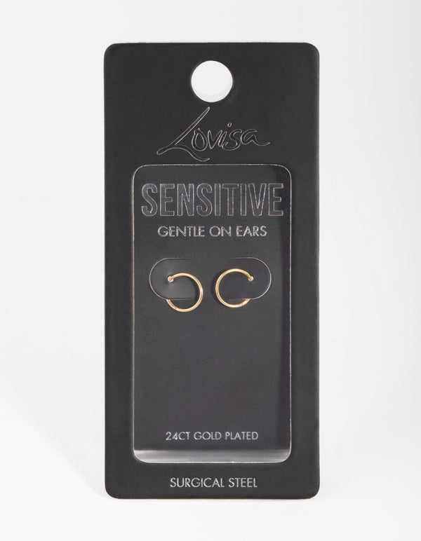 24 Carat Gold Plated Surgical Steel 8mm Sleeper Earrings