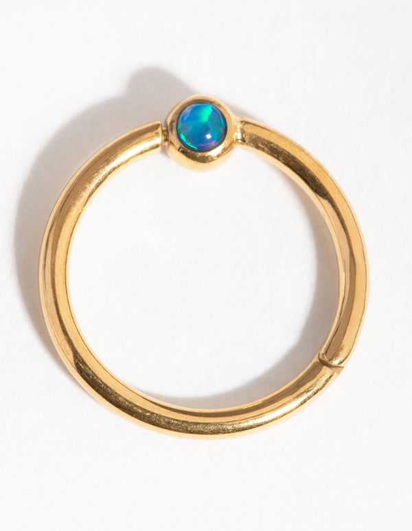 Titanium Gold Faux Opal Clicker Belly Ring