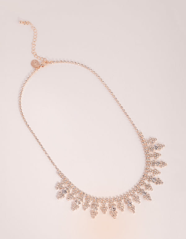 Rose Gold Diamante Cupchain Point Necklace