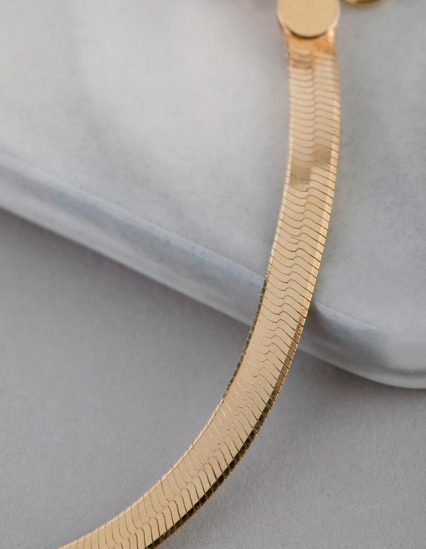 Gold Plated Sterling Silver Flat Snake Chain Bracelet