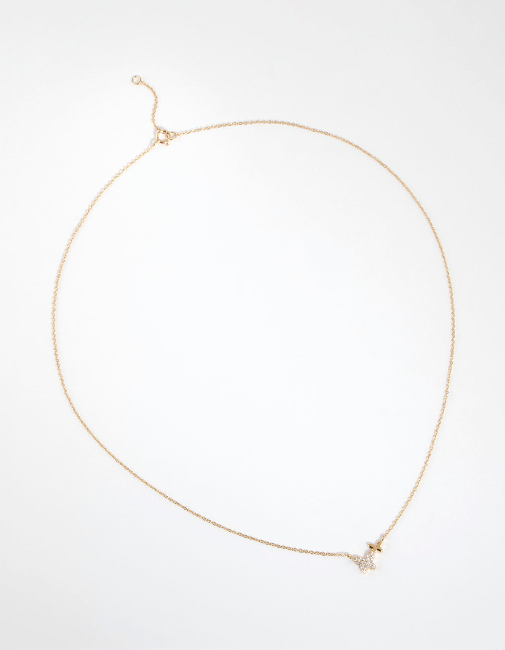 Gold Plated Sterling Silver Diamante Double Pave Butterfly Necklace