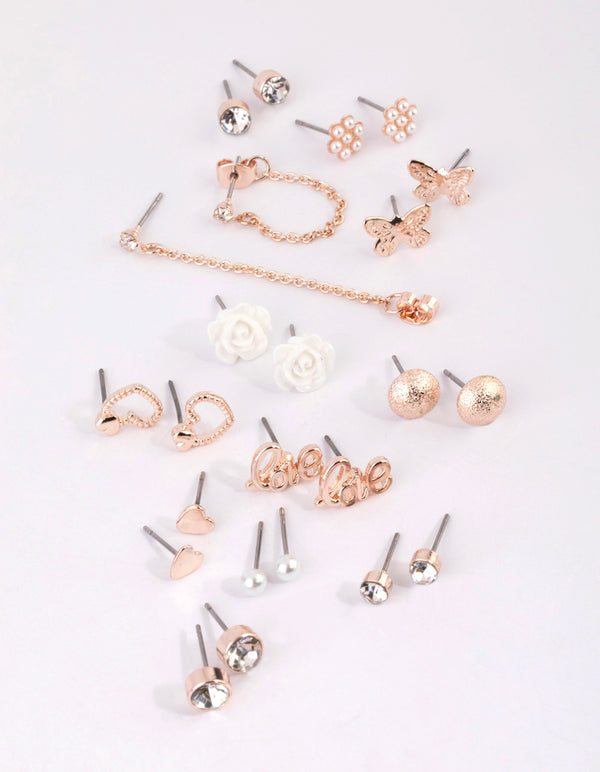 Rose Gold Sweetheart Stud Earring 12-Pack