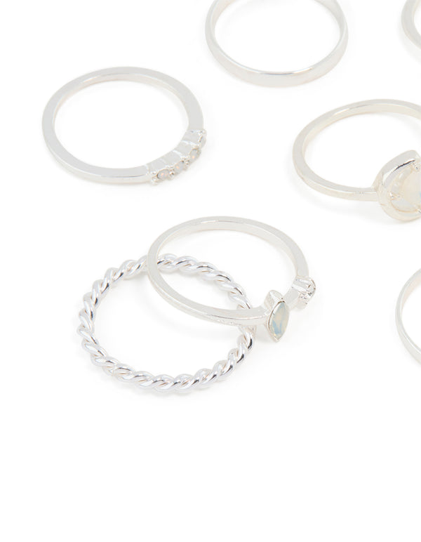 Silver Moonstone Mixed Ring Pack