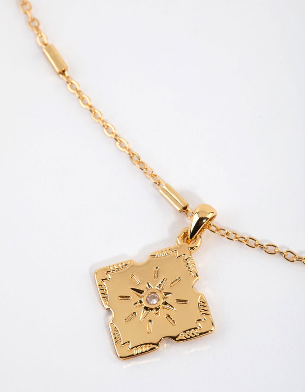 Gold Plated Vintage Star Pendant Necklace