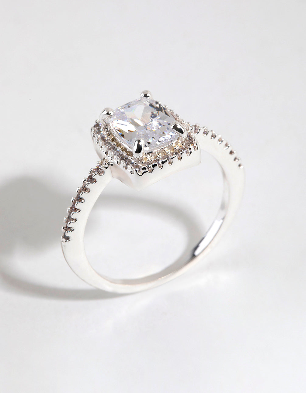 Silver Plated Cubic Zirconia Surround Stone Ring