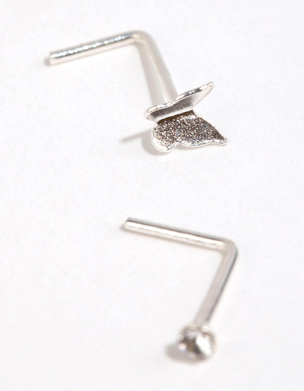 Sterling Silver Mini Butterfly Nose Studs