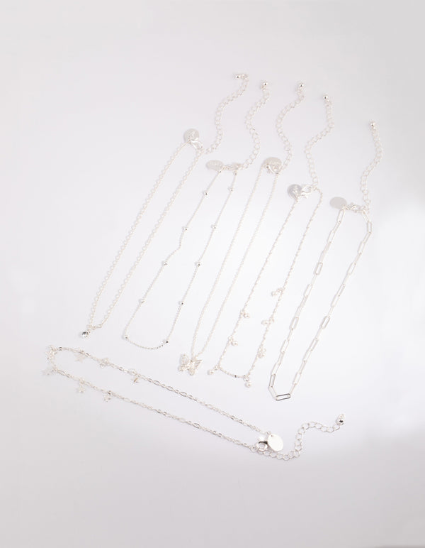 Silver Star & Pearl Choker 6-Pack